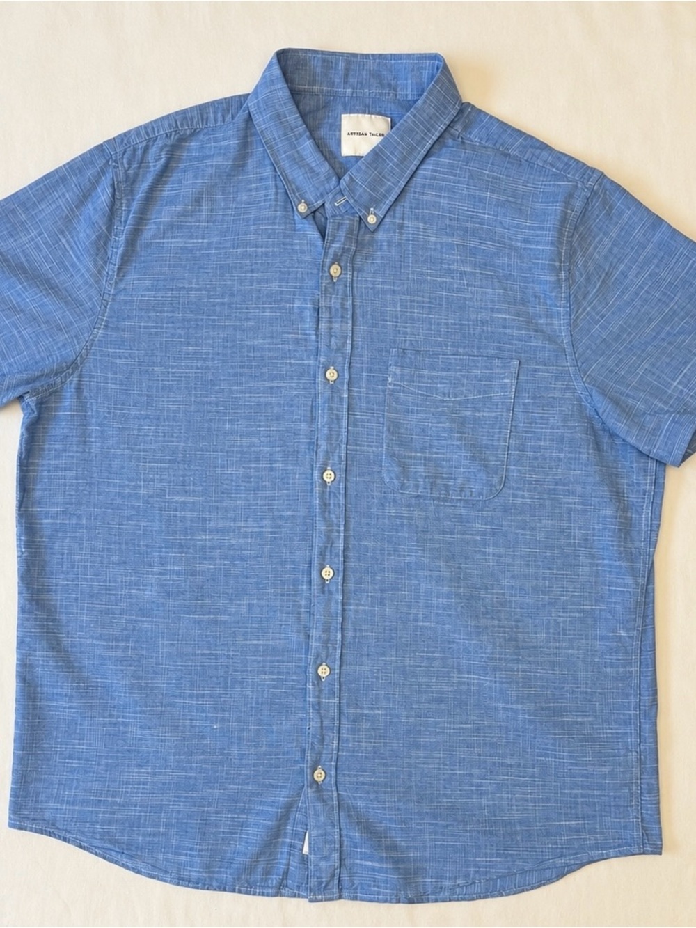 American Eagle Men’s XXL Blue Short Sleeve Button Down Shirt Casual Pocket